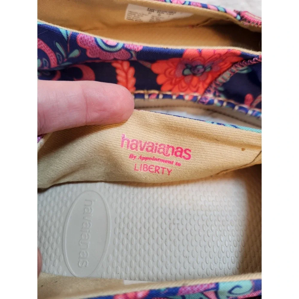 Havaianas‎ Womens 7 Blue Floral Espadrille Slip On Liberty London Paisley Shoes